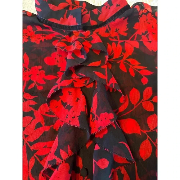 CHICOS RUFFLE FRONT BLOUSE size 12, 14 petite - Picture 7 of 8